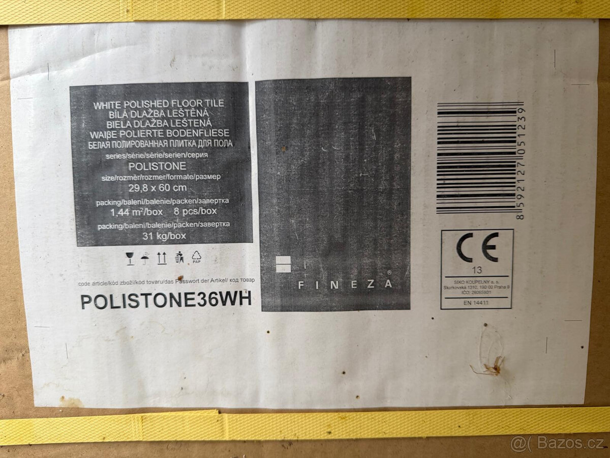 Fineza POLISTONE36WH bílá dlažba leštěna