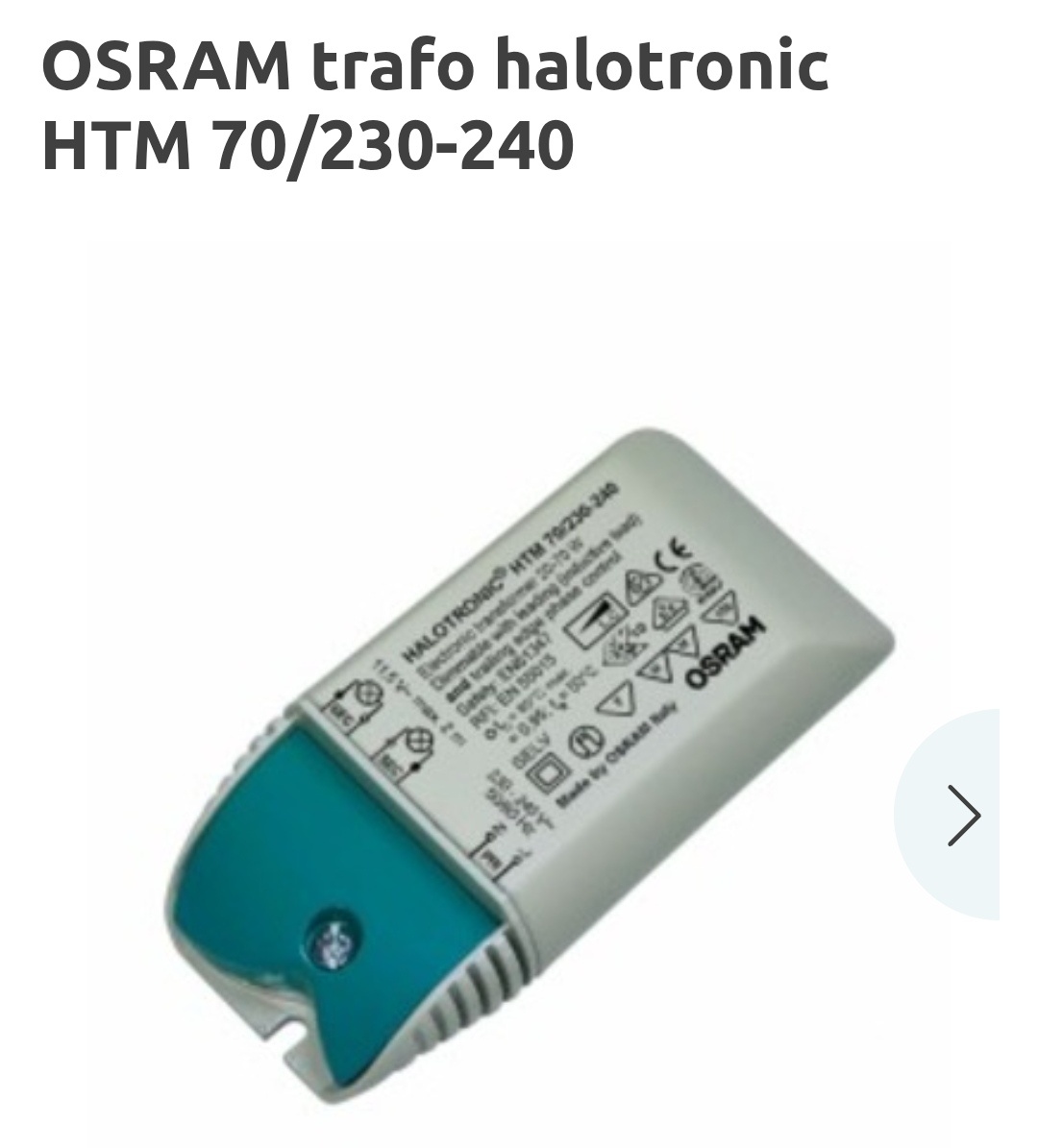 OSRAM trafo halotronic HTM 70/230-240