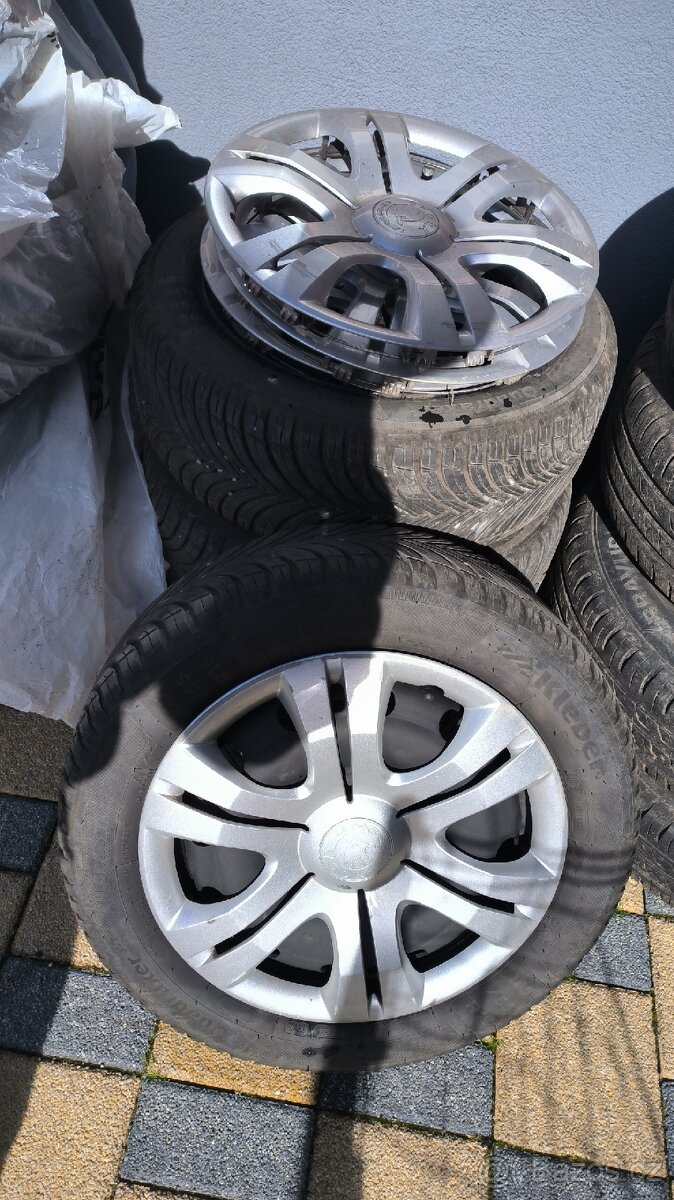 4x kola Škoda 185/55 R15 plech 5x100 Kleber