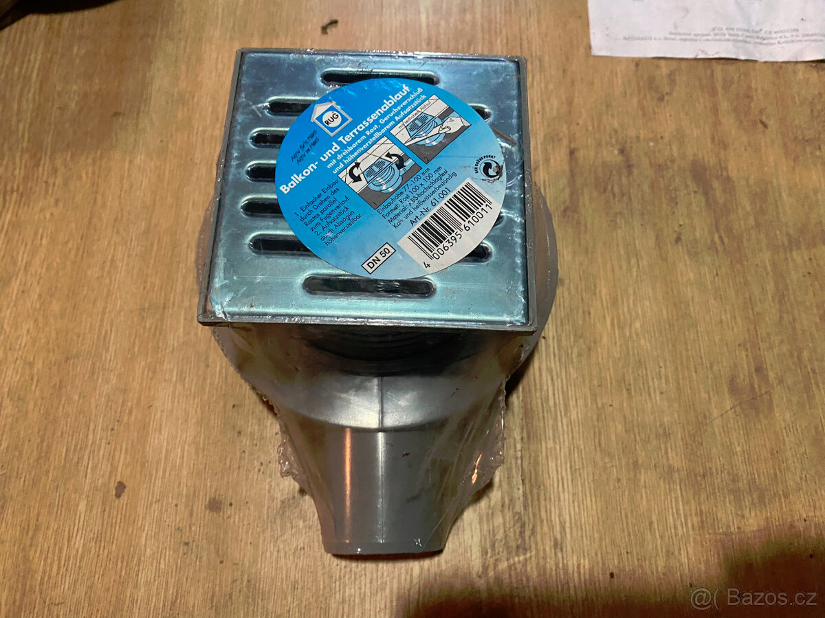 Podlahová vpust 100 x 100 mm s vodorovným odtokem DN50