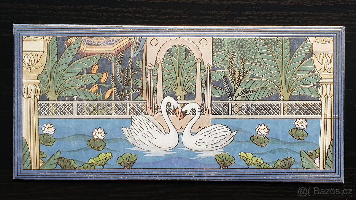 Svatební obálky – luxusní design s labutěmi, zlaté detaily