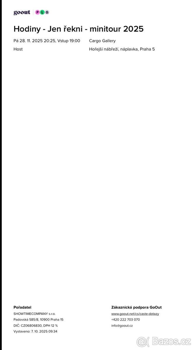 Vstupenky Hodiny - Jen řekni - minitour 2025