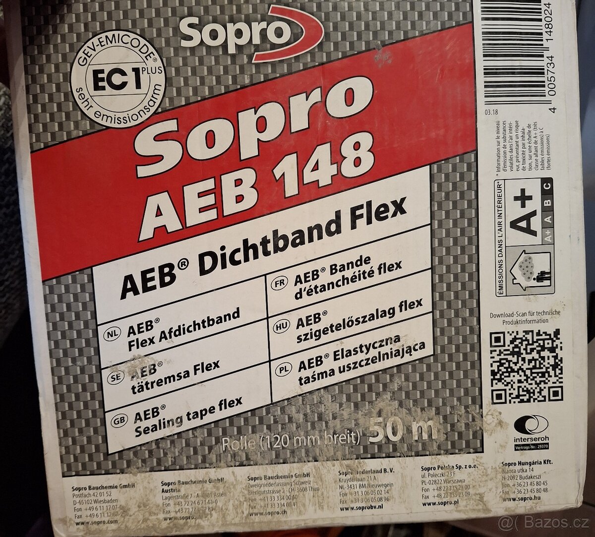 Těsnicí páska AEB® Flex - AEB 148, Sopro 38 metrů