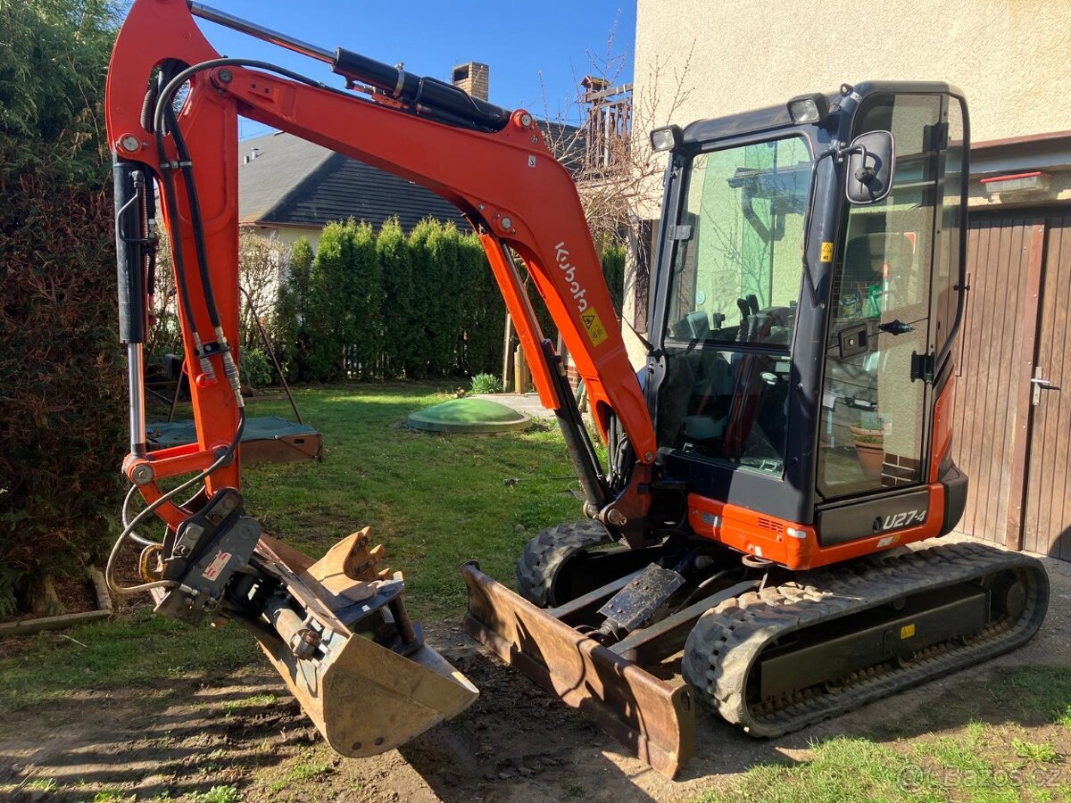 Prodám minibagr Kubota U27 s nulovým přesahem zádě