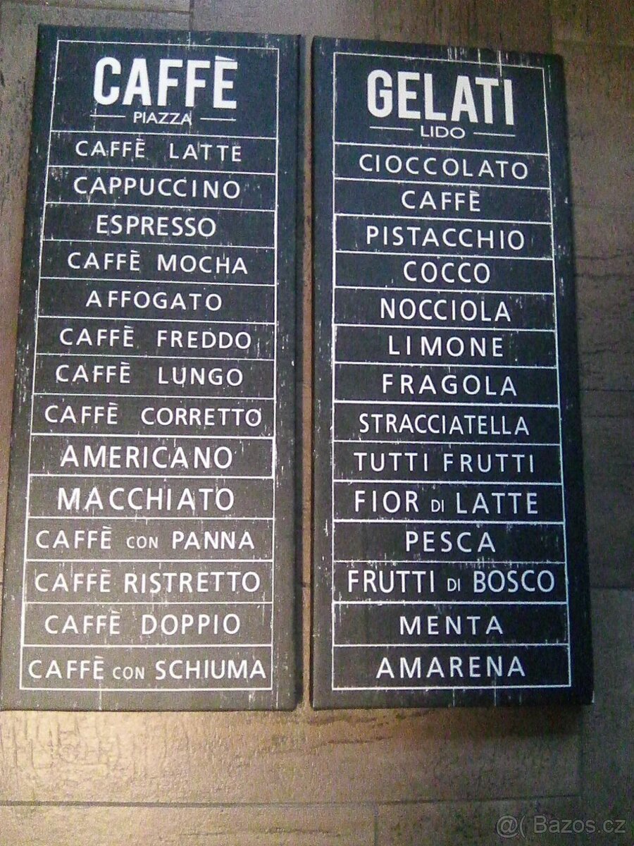 Dvě design cedule, poutače na stěnu - komplet