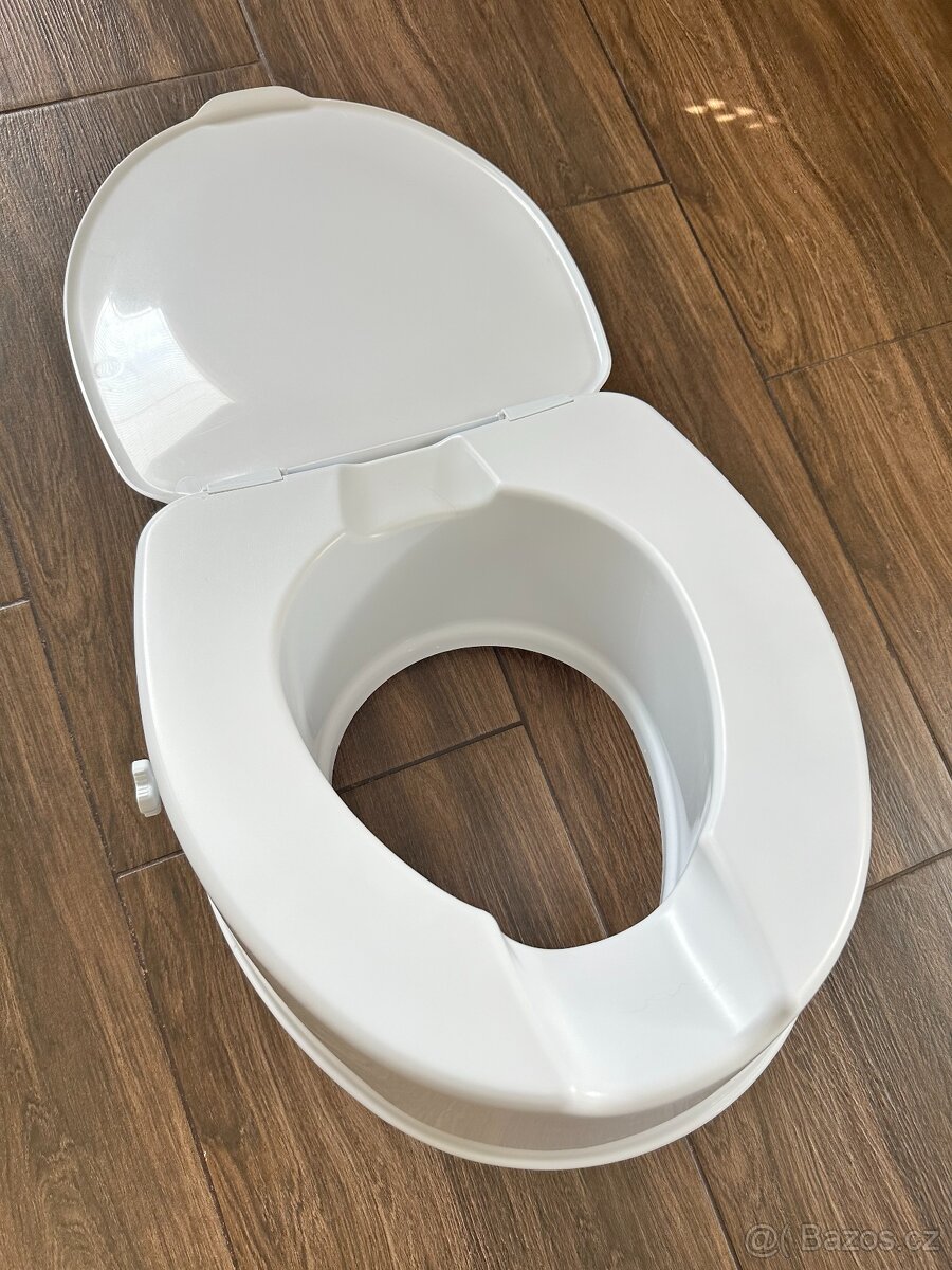 Zvýšené WC sedátko s víkem – 15 cm, téměř nové