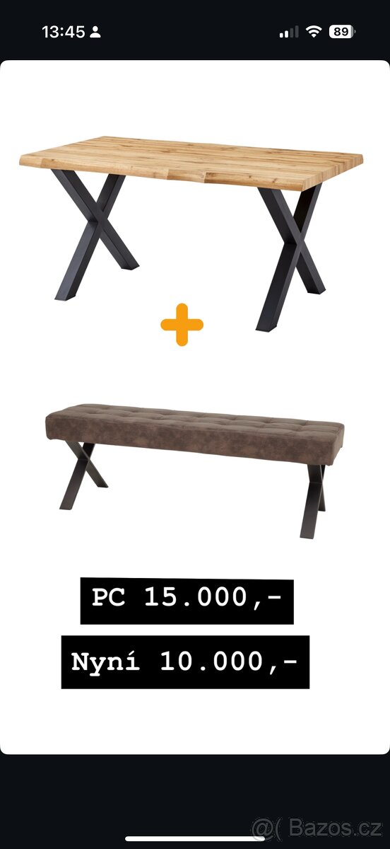 Jídelní stůl s lavicí