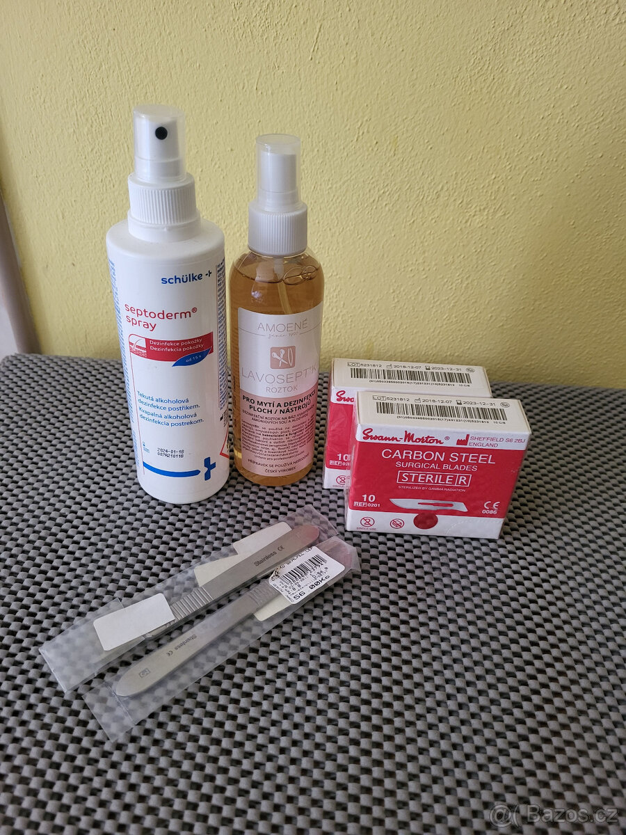 Desinfekce, čepelky na pedikúru s nástavcem