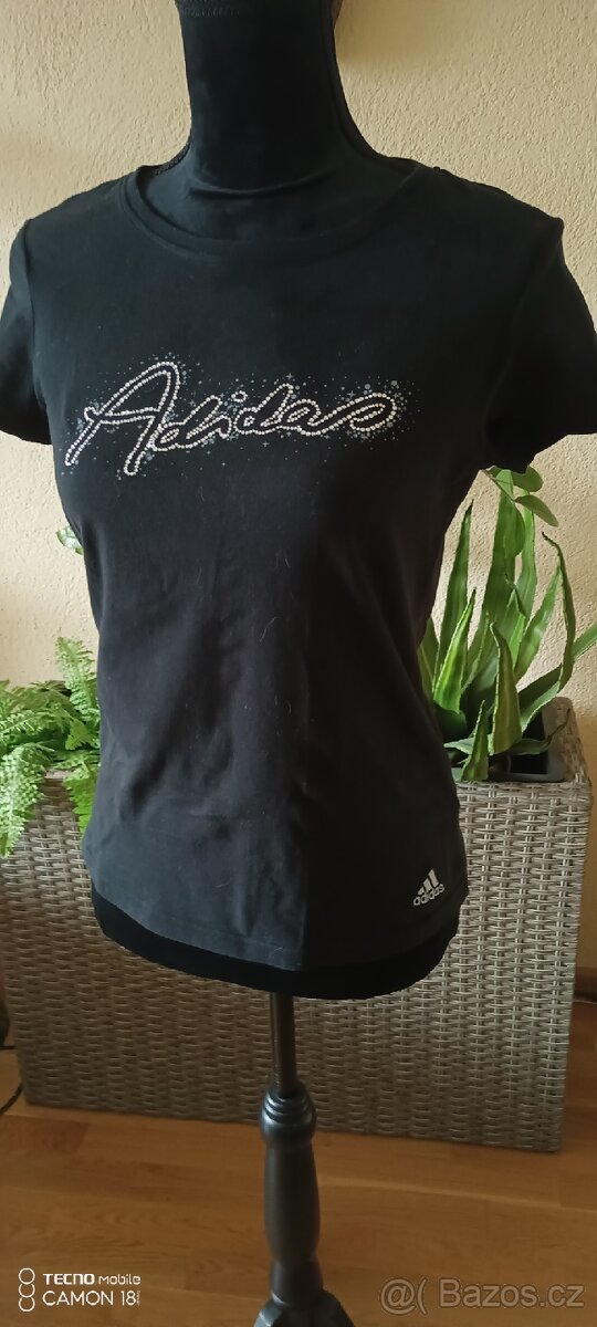 Černé tričko s kamínky Zn.Adidas