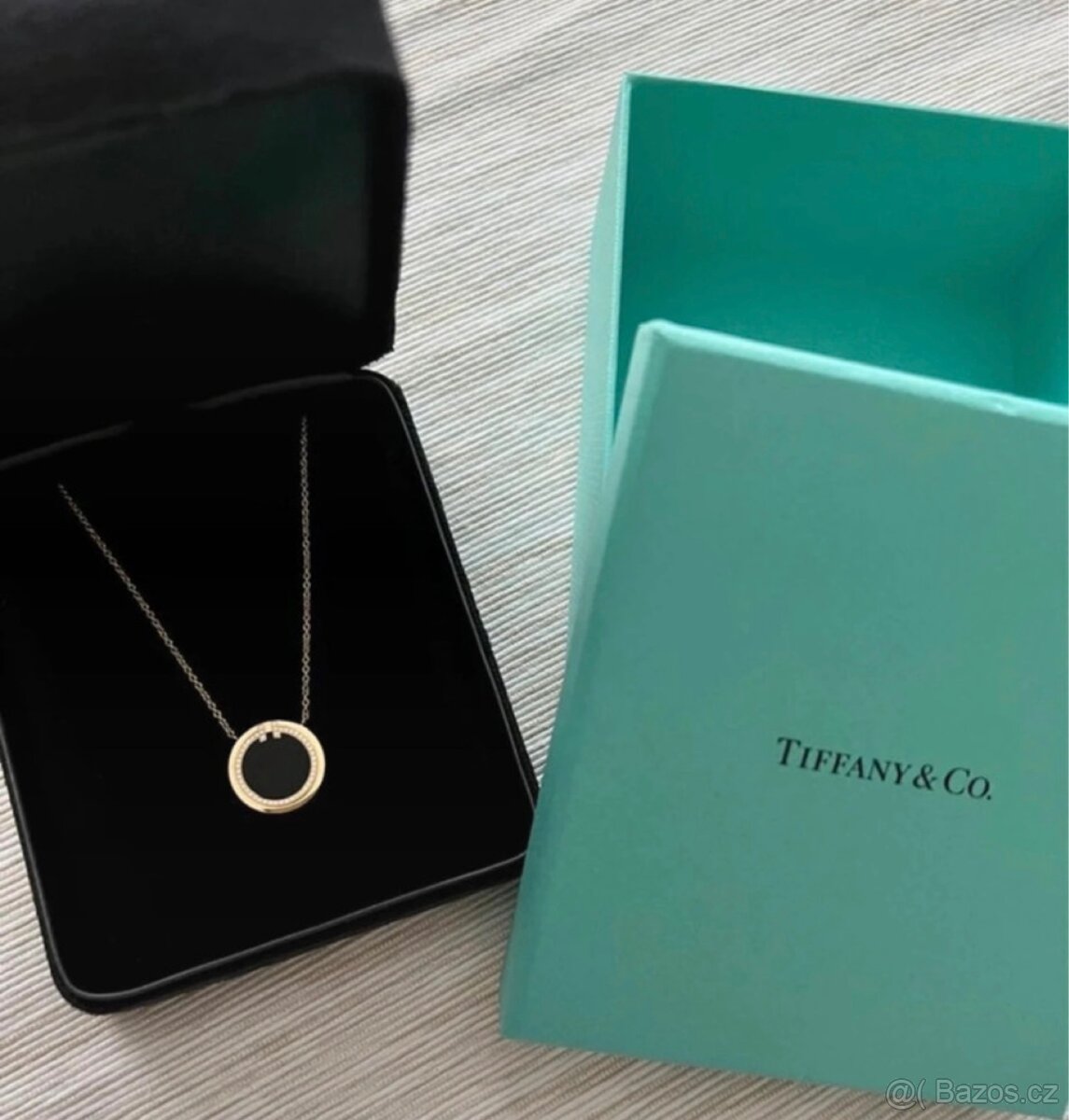 Tiffany T Diamond and Black Onyx Circle Pendant
