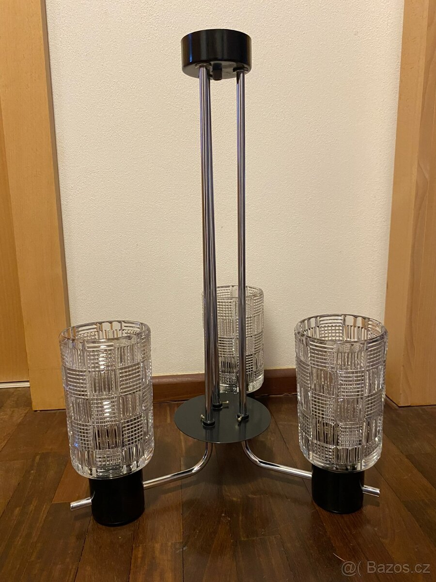 Retro skleněný designový lustr