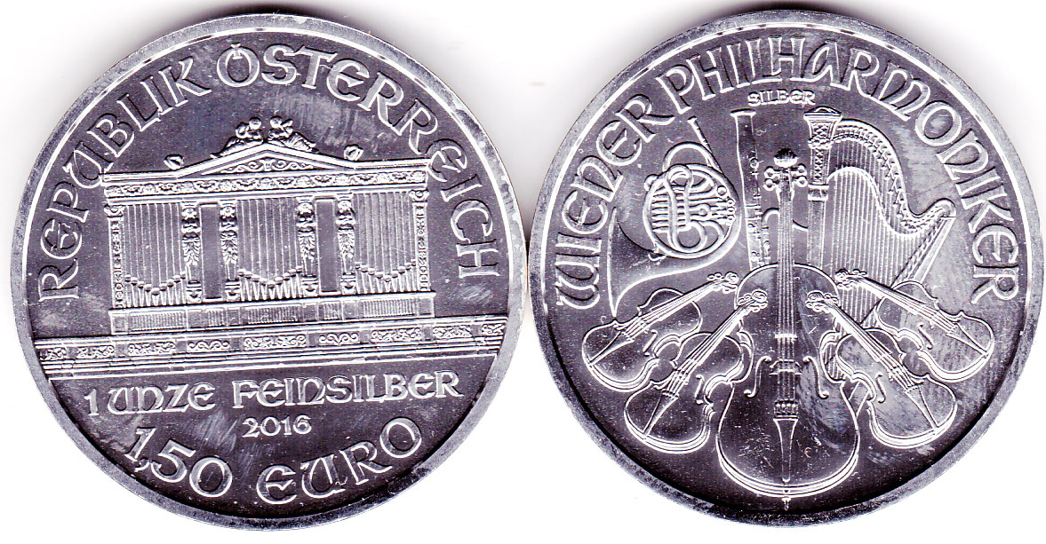 Filharmonik čisté stříbro-unce Rakousko - 1,5 euro 2016