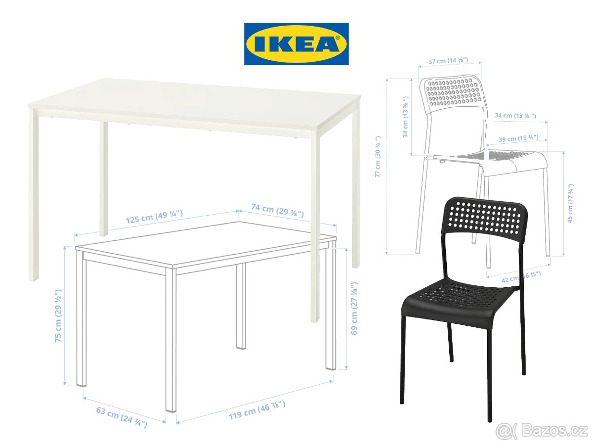 IKEA jídelní stůl VIHALS / židle ABBE 4 ks