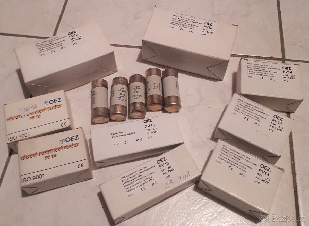 Válcové pojistky 160mA-100A -50% SLEVA