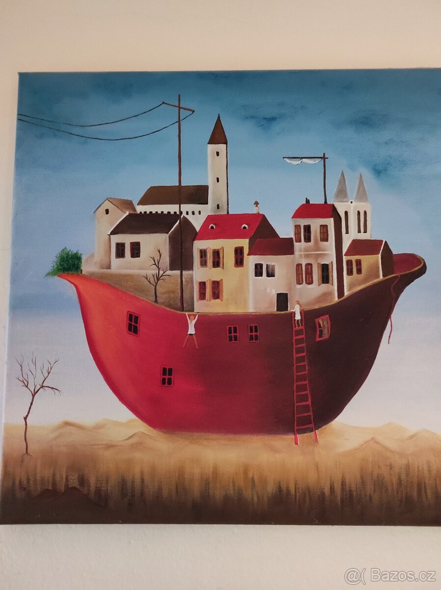 OBRAZ - domečky na lodi