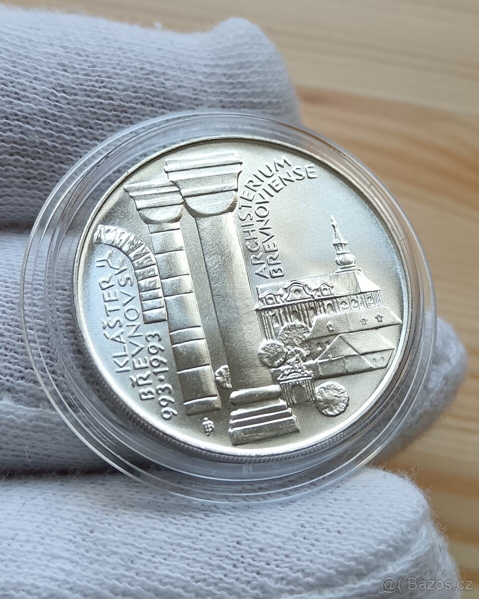 Stříbrná pamětní mince Břevnovský Klášter 1993 BK provedení