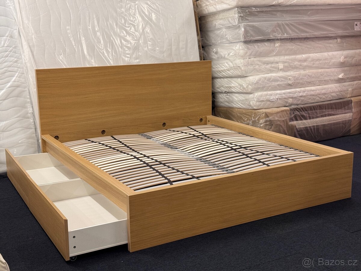 Postel IKEA MALM 180x200 bez matrace + 2 šuplíku
