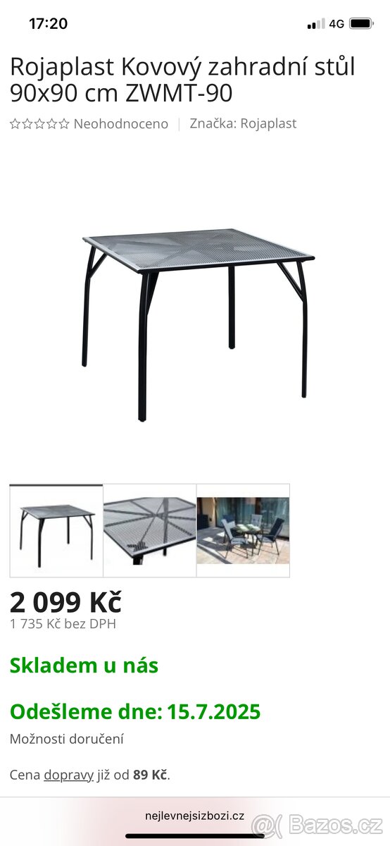 Kovový zahradní nábytek