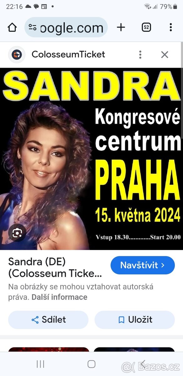 Sandra 2x vstupenka Praha