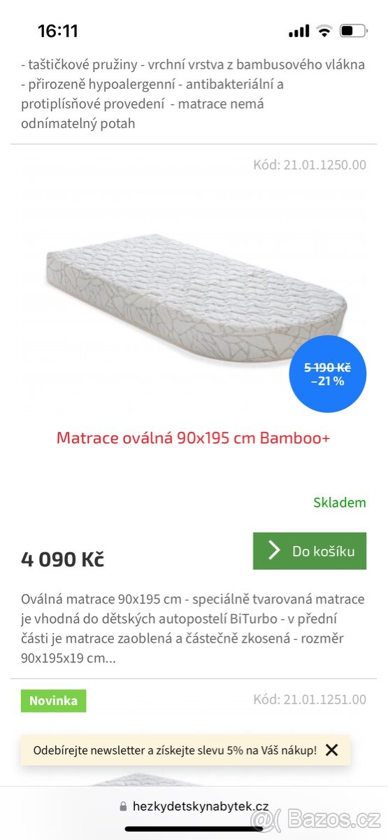 Matrace do autopostele zn Čilek