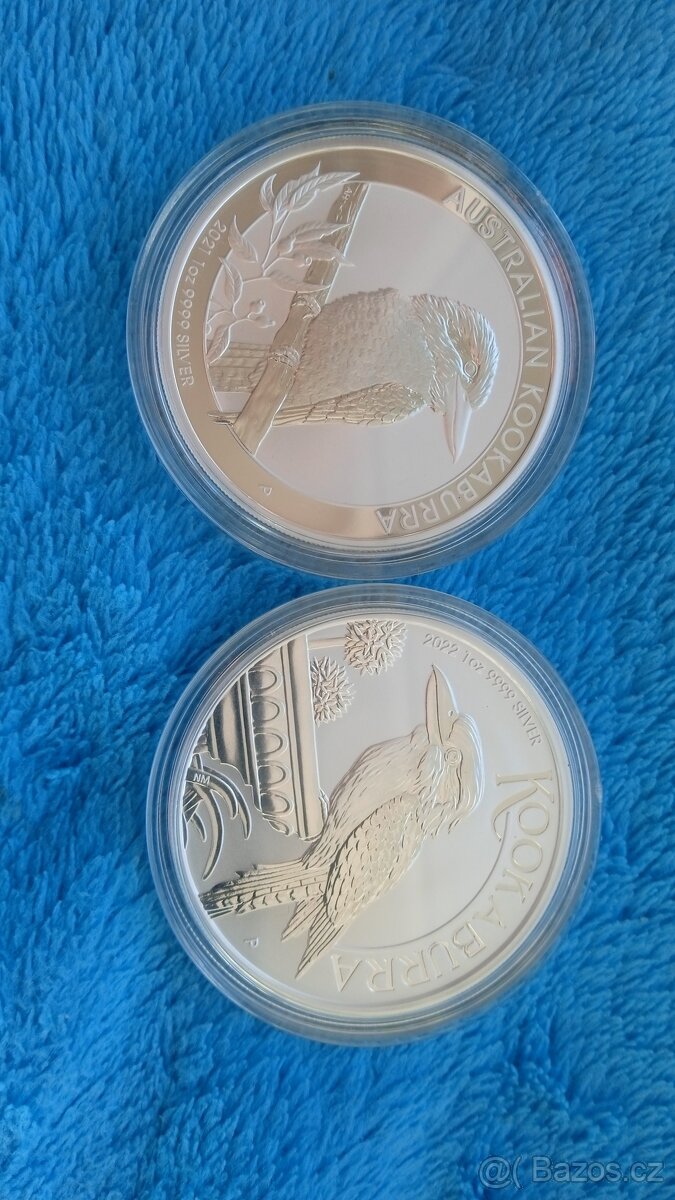 Investiční stříbro - Kookaburra - 1oz 2021 a 2022