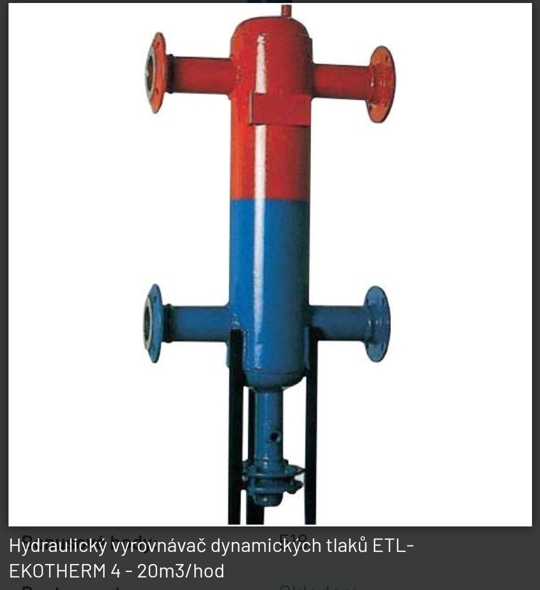 Hydraulický vyrovnávač ETL HVDT 4 -20m³/h