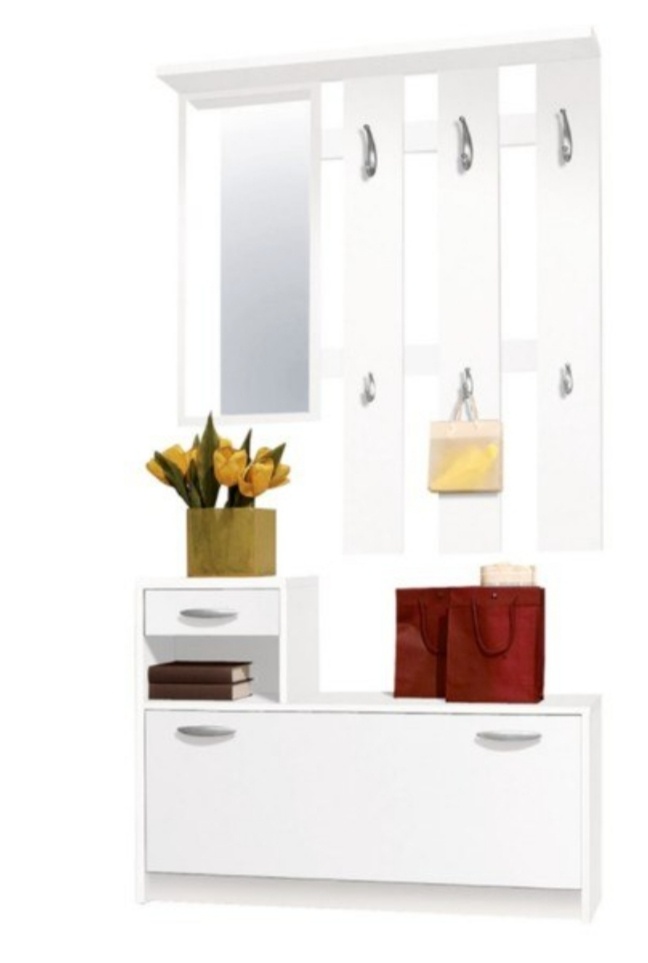 Bílá předsíňová stěna + zrcadlo nepoužitá