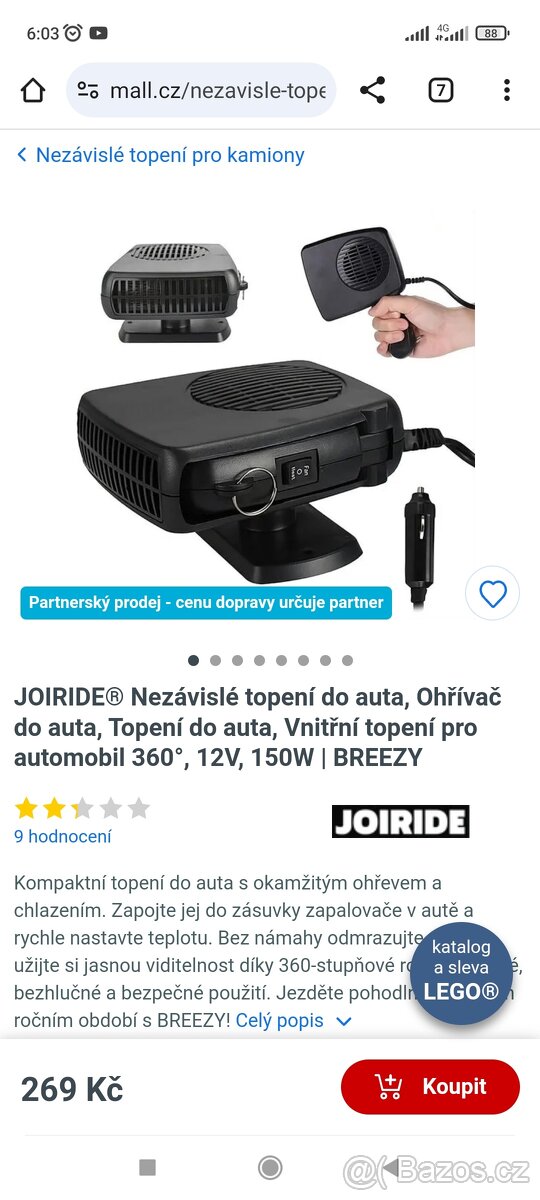 nezávislé topení do auta