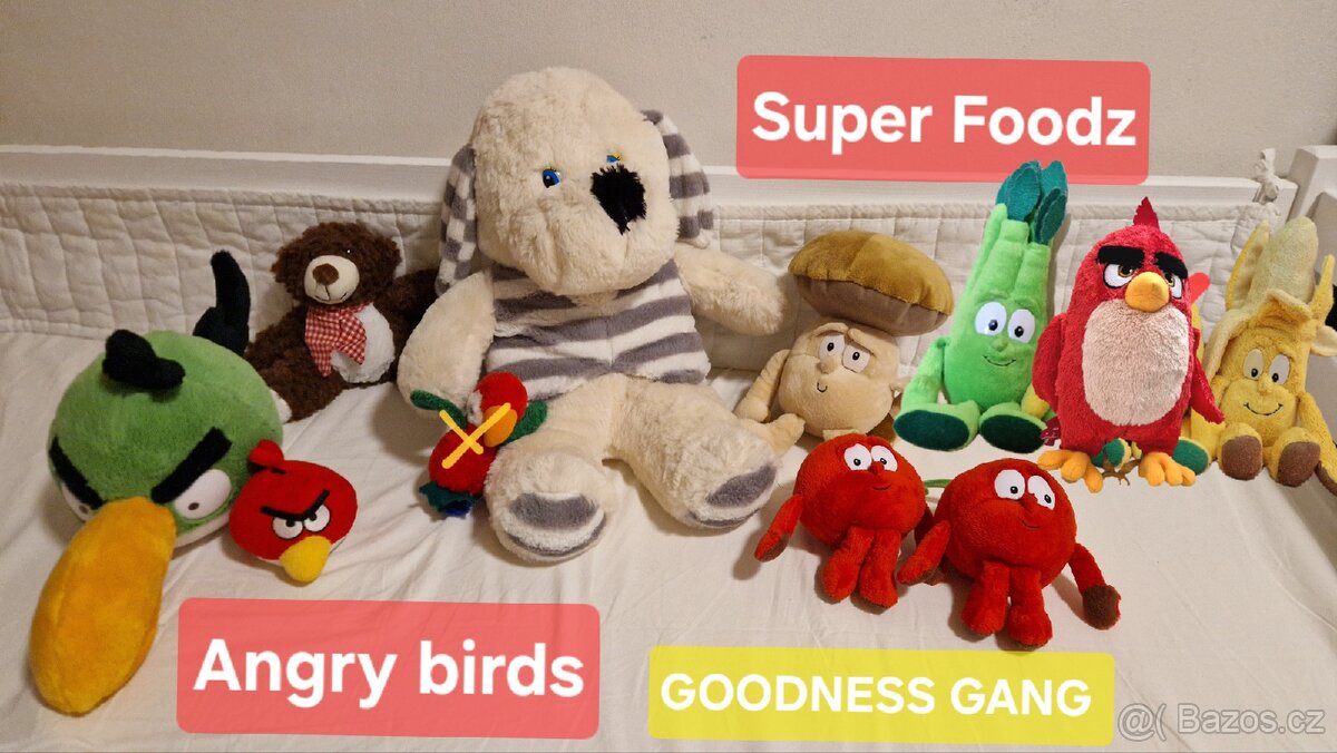 Plyšáci Goodness Gang SuperFoodz, Angry Birds, medvídek..