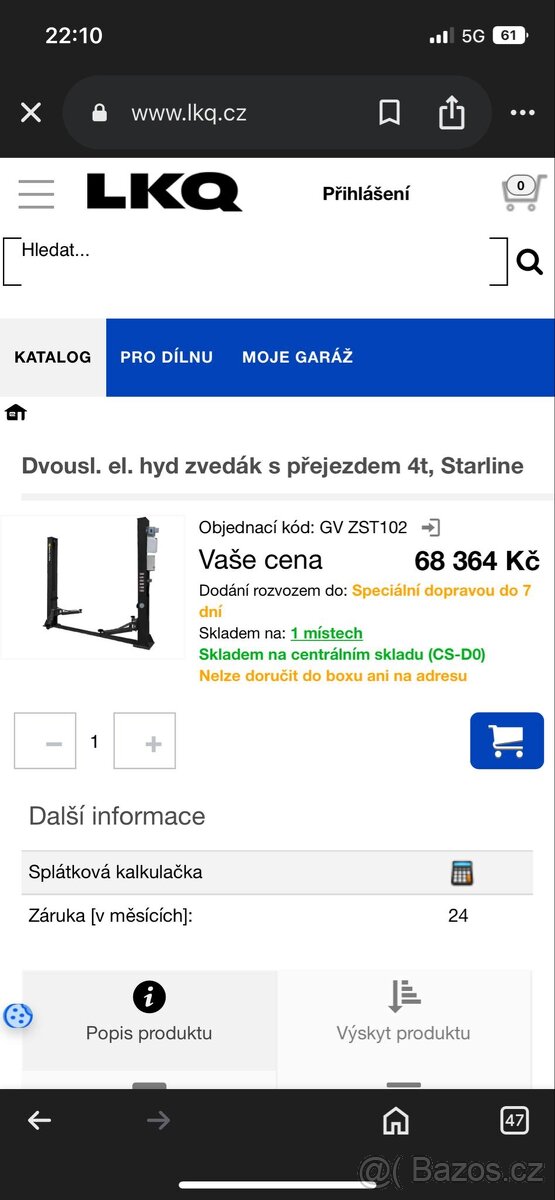 Prodam zvedak