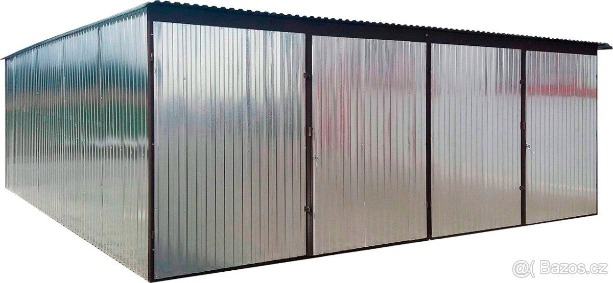 Plechová garáž 6x5m dvoupolohový pozinkovaný plech