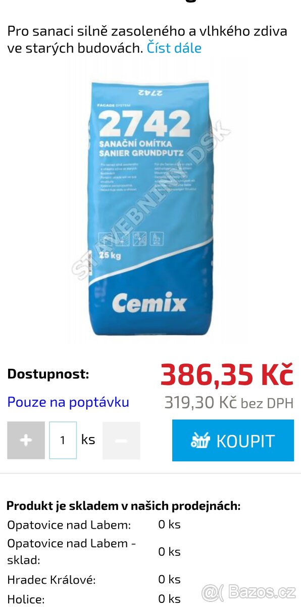 Sanační omítka Cemix 2742