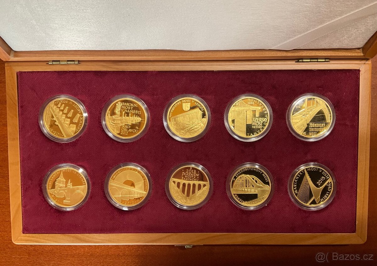 Sada Zlatých mincí ČNB 10000 Kč Mosty ČR PROOF