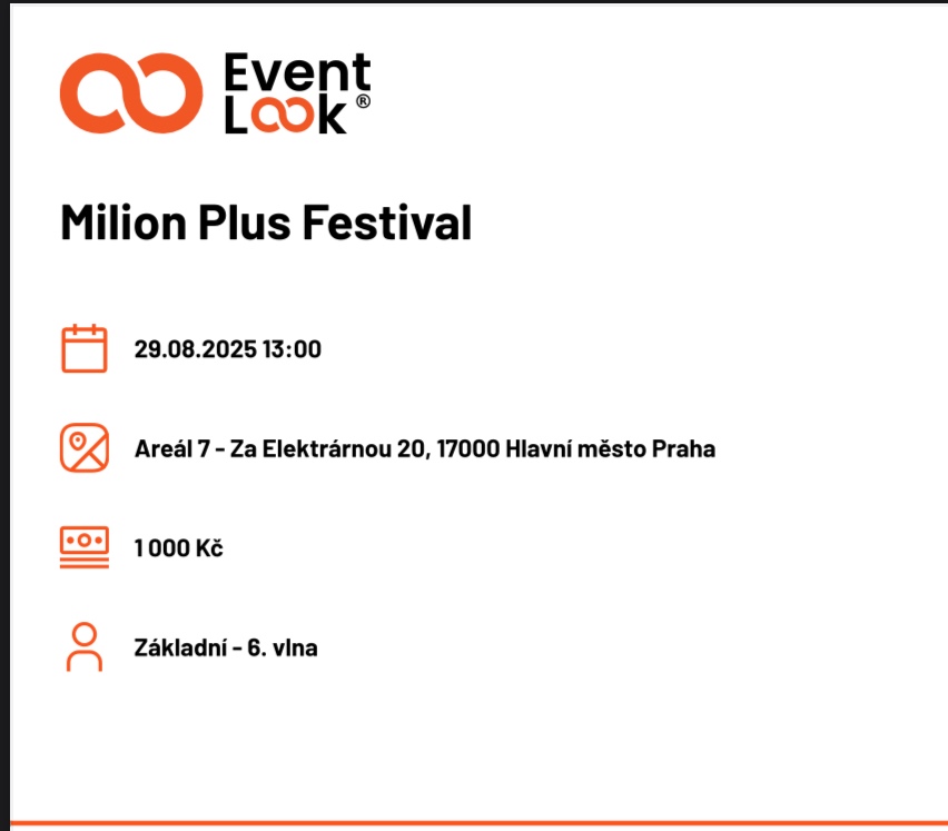 Prodám vstupenky na Milion+ festival