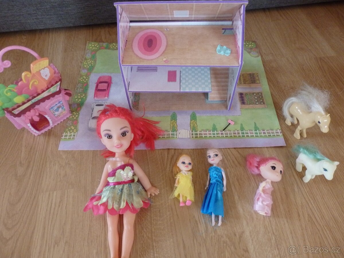 Domeček pro panenky+panenky atd.-cena za vše