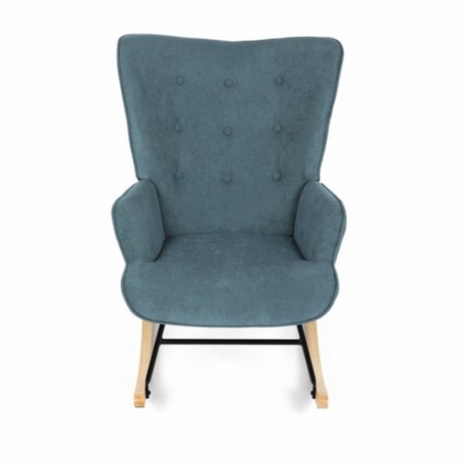 Houpací křeslo 371 s látkovým potahem v zelené, hnědé a růžo