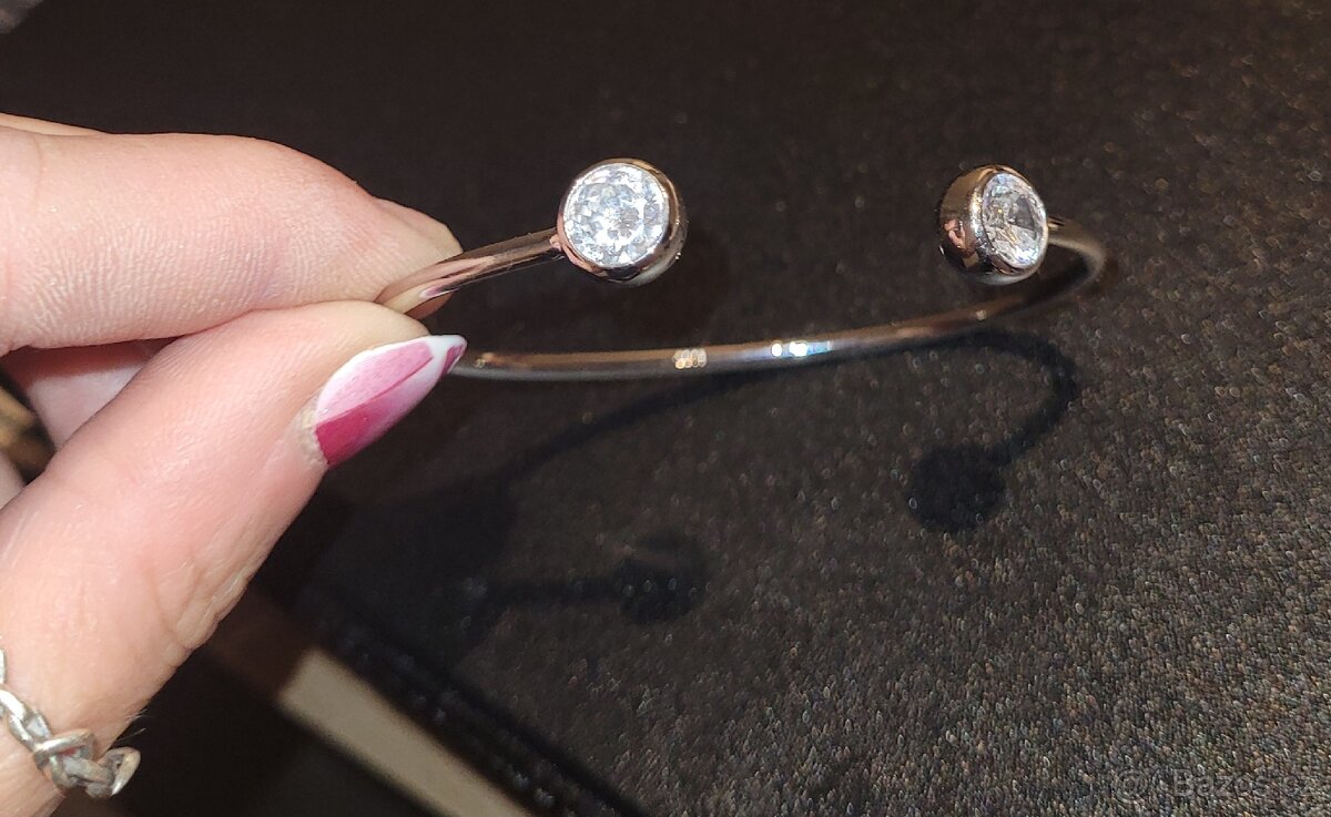 Nový dámský stříbrný náramek 925 otevřený nastavitelný