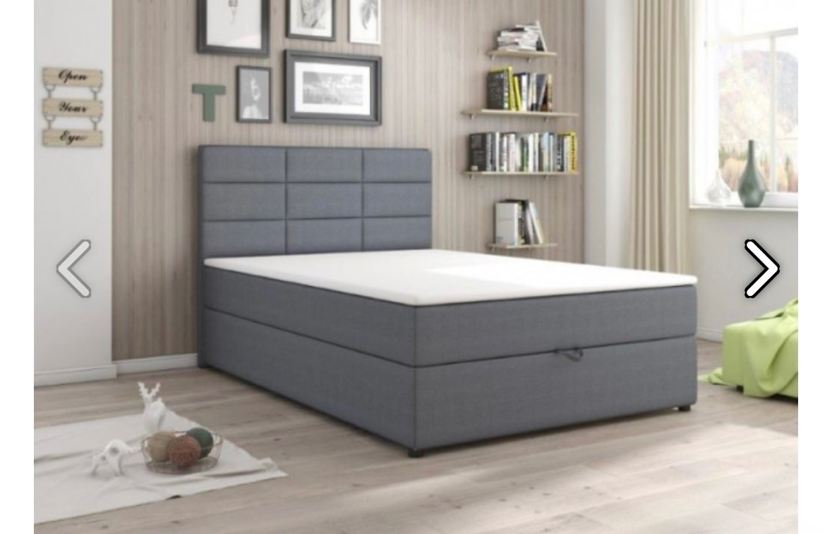 Boxspring postel 120x200 čalouněná s úložným prostorem - tma