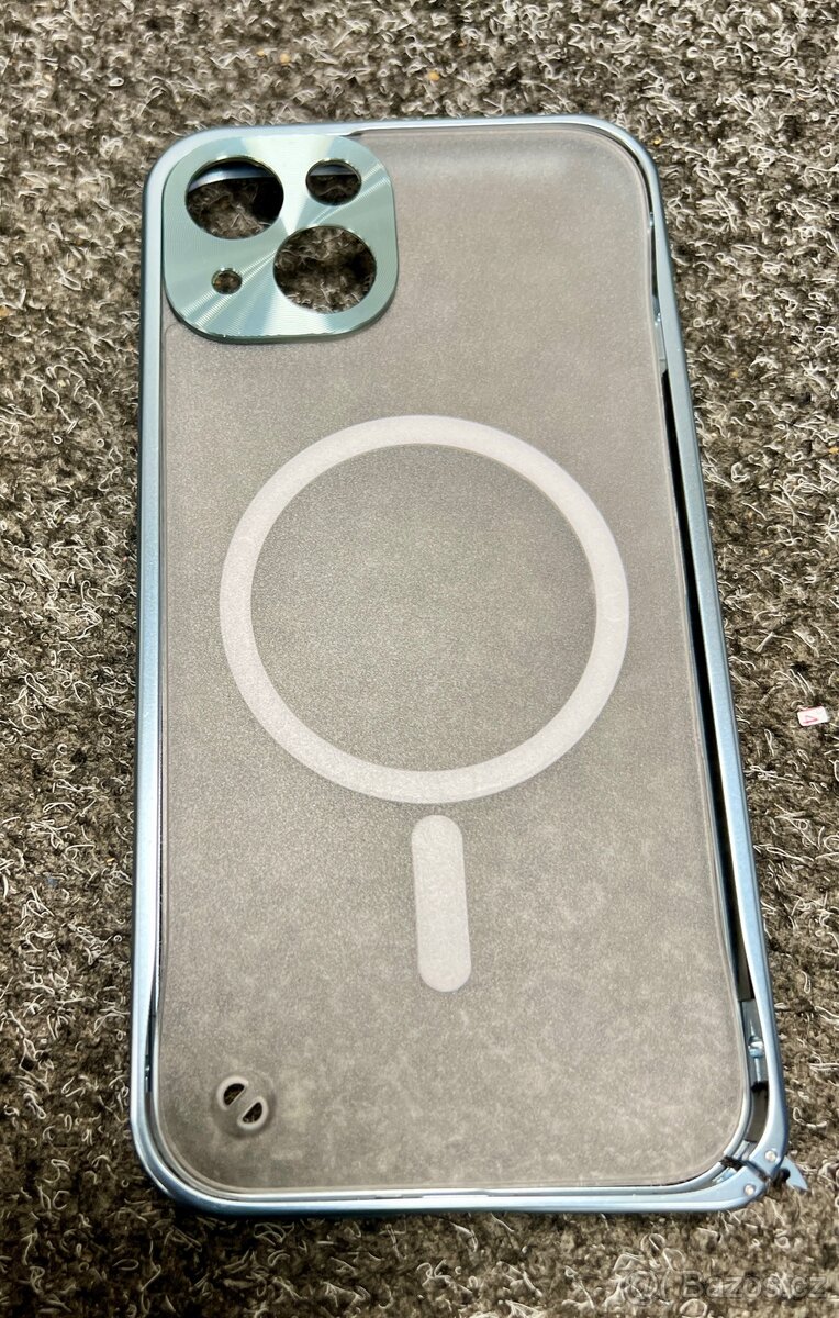 Kovový magnetický Magsafe kryt na Apple iPhone 13, modrý