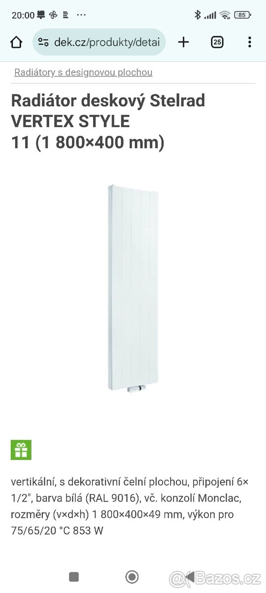Prodám radiator, nerozbalený