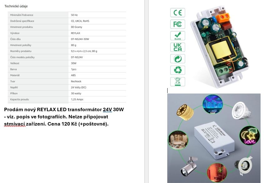 Transformátory REYLAX LED