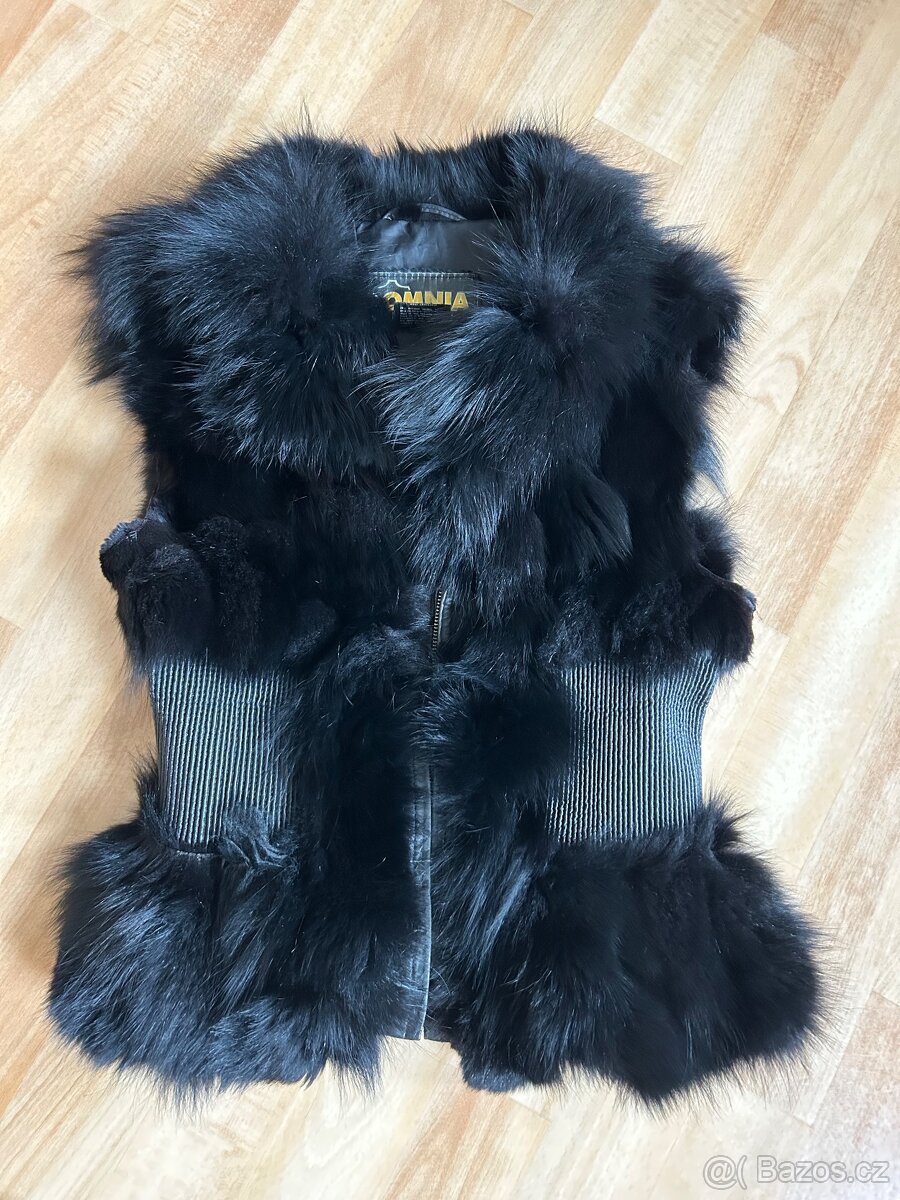 Kožená vesta s pravou kožešinou