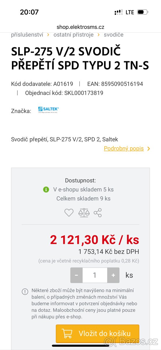 Svodič přepětí SLP