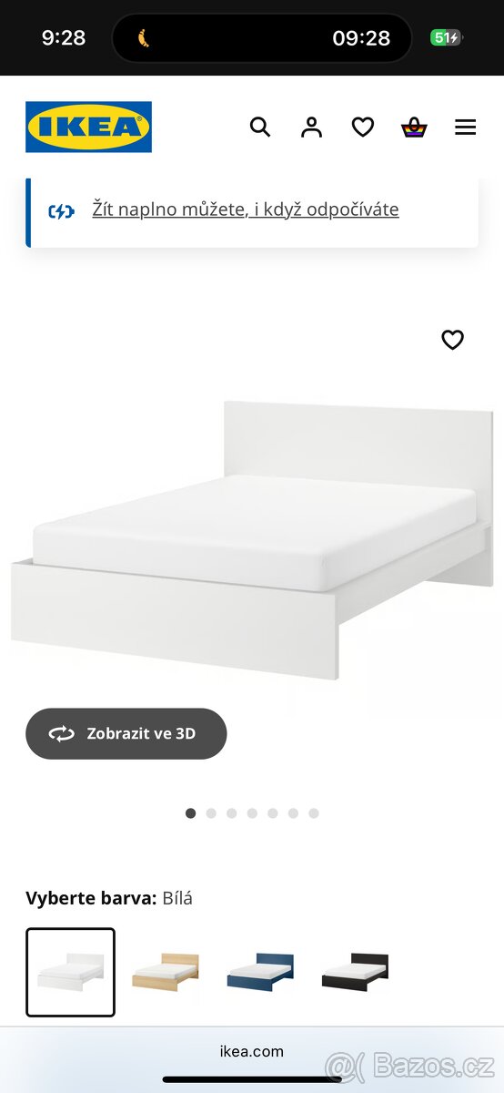 Prodám POSTEL IKEA MALM 160x200 cm + 2x rošt LÖNSET ve skvěl