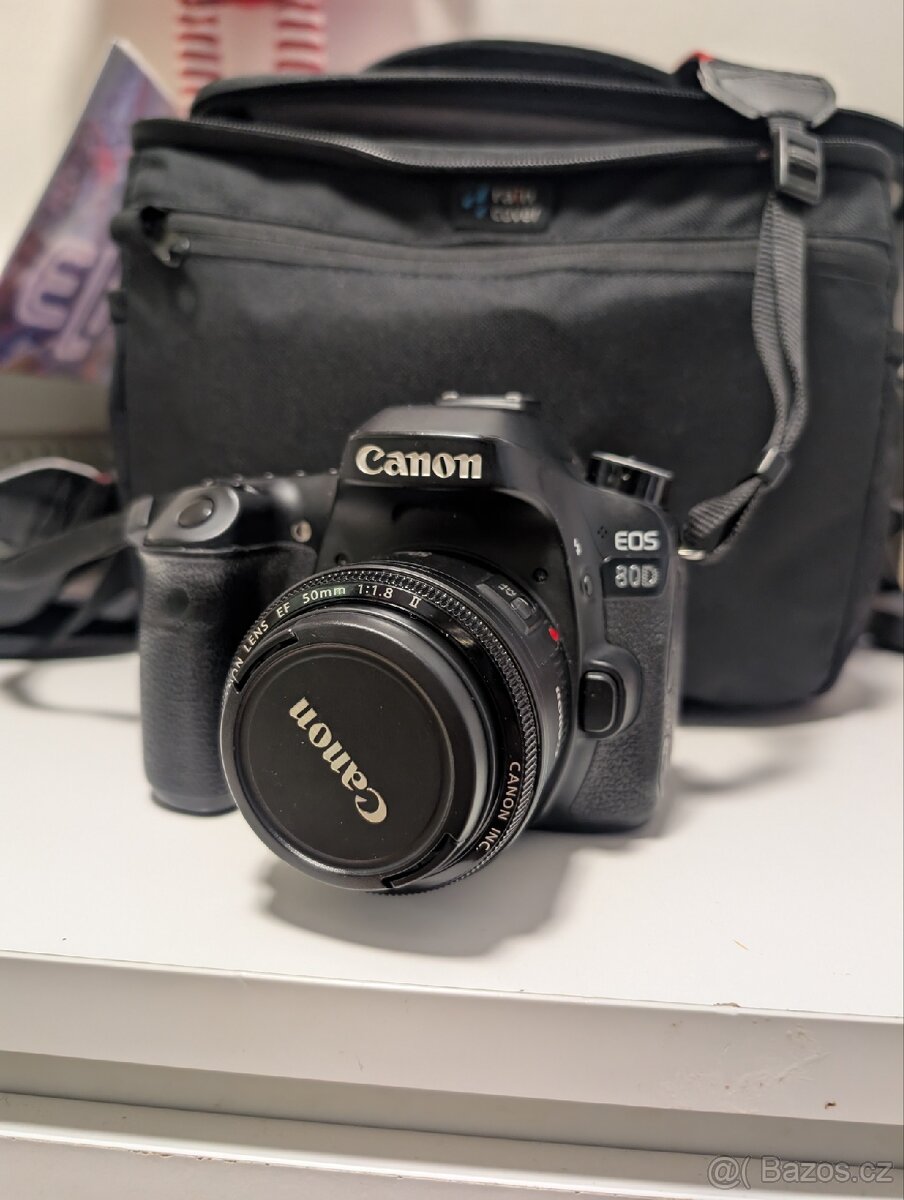 Zrcadlovka Canon EOS 80D + dva objektivy a příslušenství