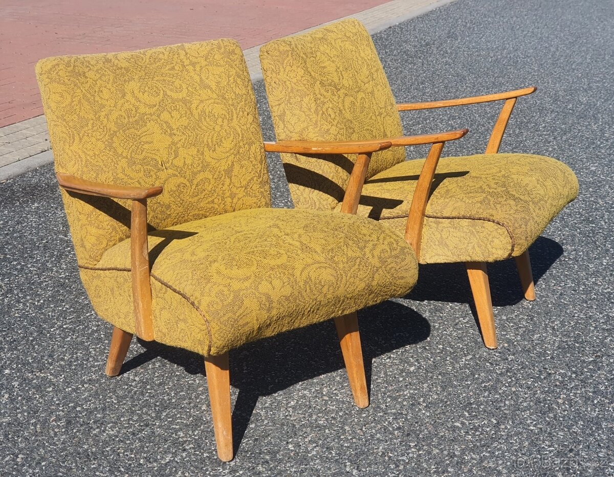 retro 2ks látkové křeslo ČSSR 1970 - 1980 socializmus