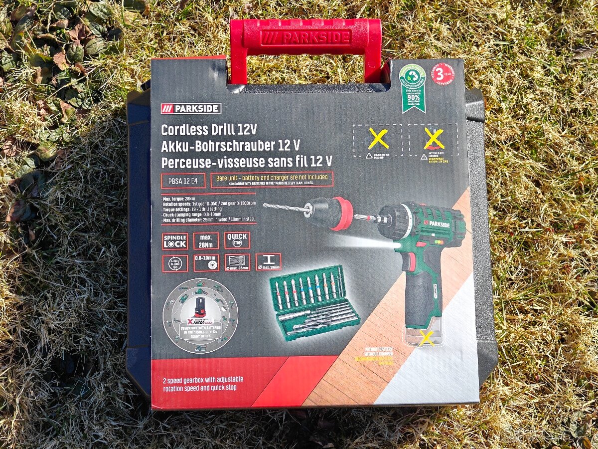 Aku vrtačka Parkside 12V + 2Ah baterka + nabíječka