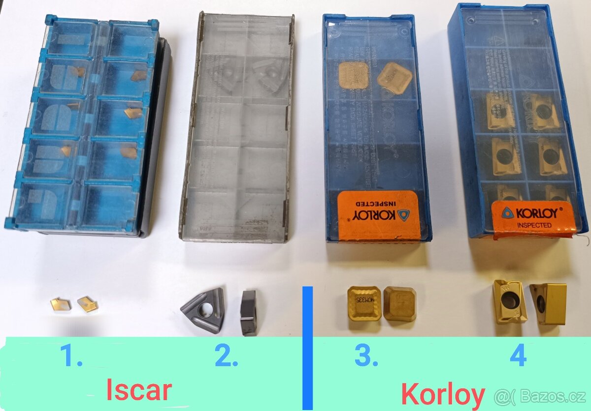 Plátky Iscar a Korloy- různé druhy