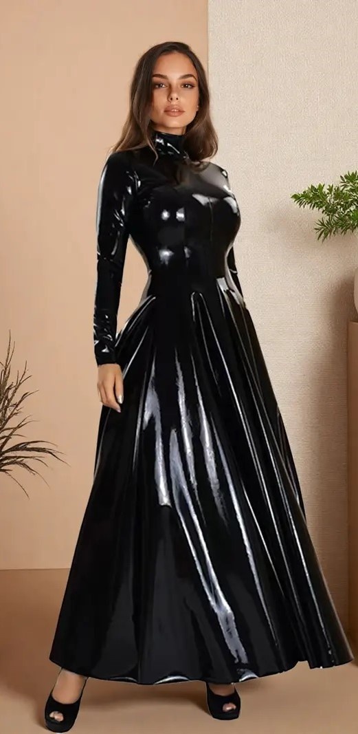 Dlouhé latexové šaty