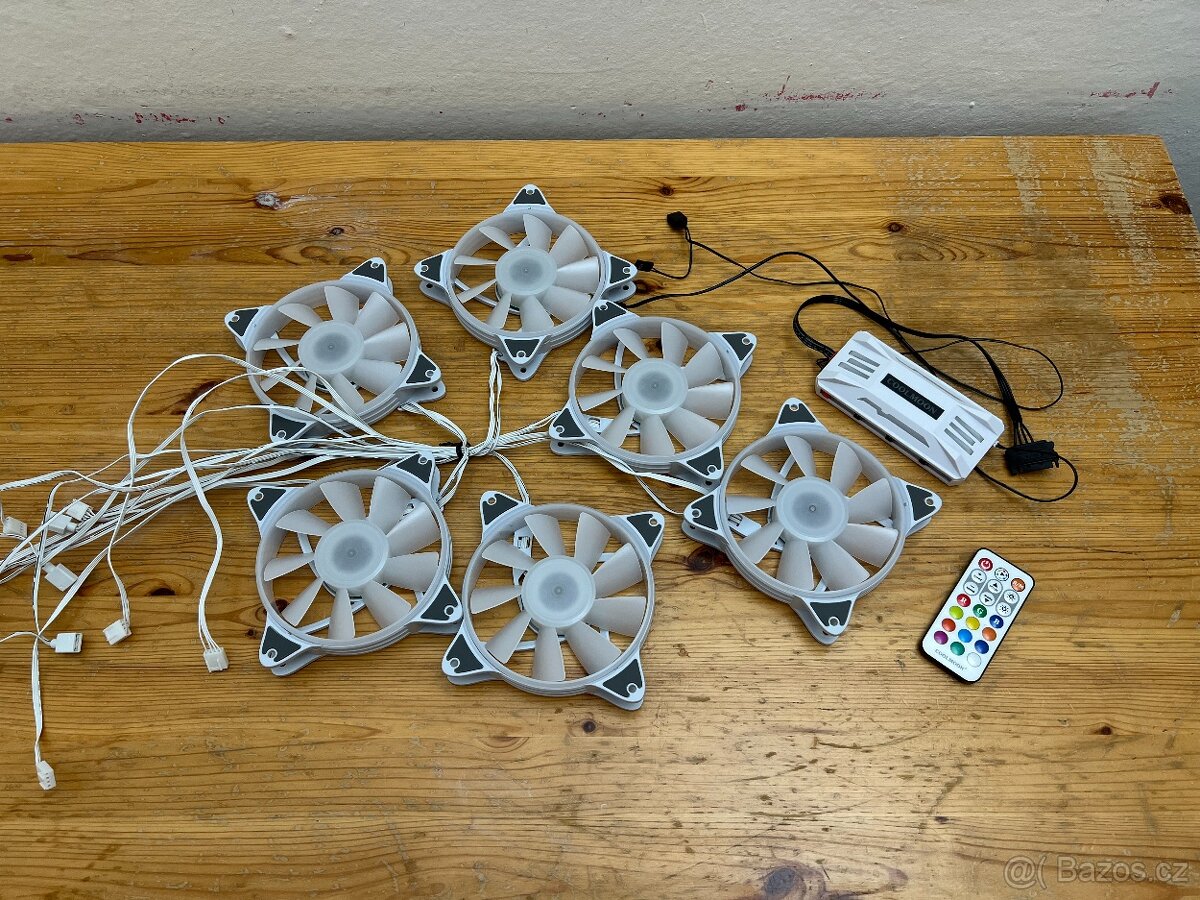 6ks ARGB ventilátorů včetně PWM HUB+Ovladač